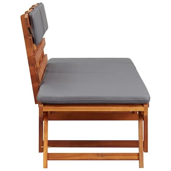 Παγκάκι Κήπου 2 Σε 1 VidaXL με Μαξιλάρια από Μασίφ Ξύλο Ακακίας 153-190x68x74 cm - Γκρι image 3