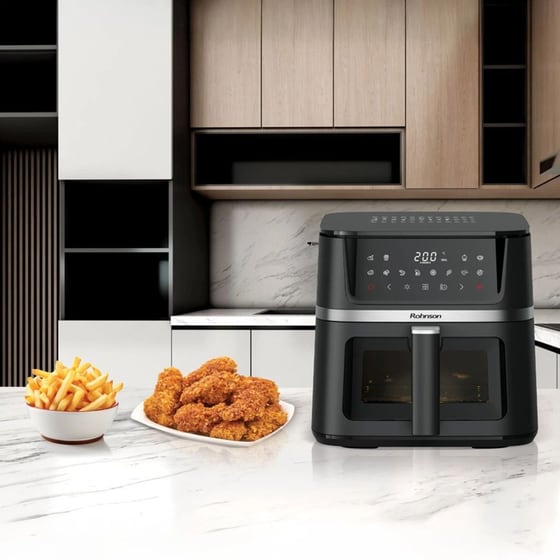 ROHNSON R-28020 με Αποσπώμενο Κάδο 2150 W 10 L Μαύρο Φριτέζα Αέρος image 5
