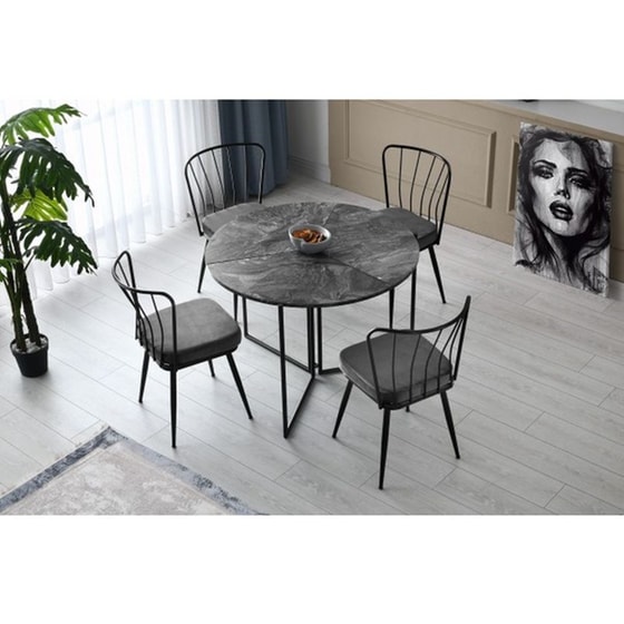 Τραπέζι 24Mall Bandiera από Μέταλλο 100x100x72cm - Ανθρακί image 1
