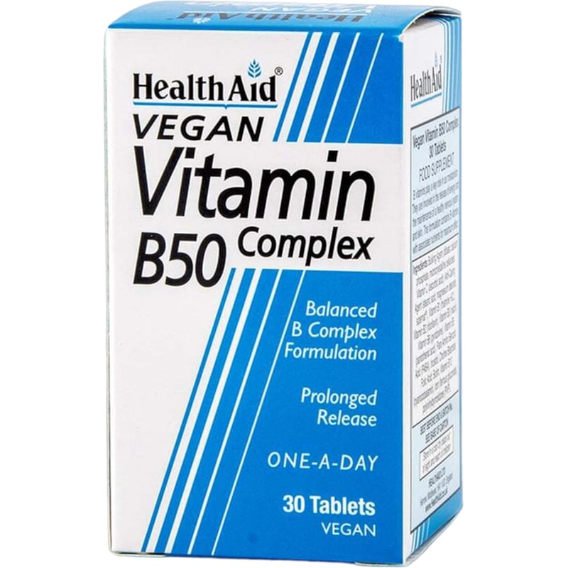 Health Aid Vegan Vitamin B50 Complex - 30 ταμπλέτες
