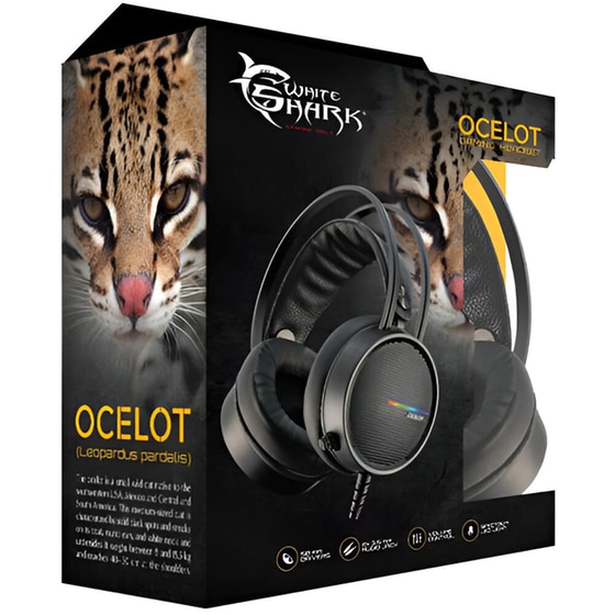White Shark Ocelot Gaming Ενσύρματα Ακουστικά 3.5mm/USB με LED Φωτισμό - Μαύρα image 4