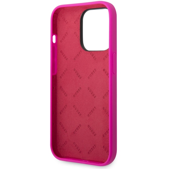 Guess “vintage Script Gold Logo Collection” Σκληρή Θήκη Προστασίας Από Σιλικόνη – Apple Iphone 14 Pro (φουξια) image 2