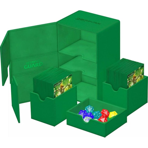 Ultimate Guard Twin Flip`n`tray 160+ Xenoskin Monocolor Green image 1