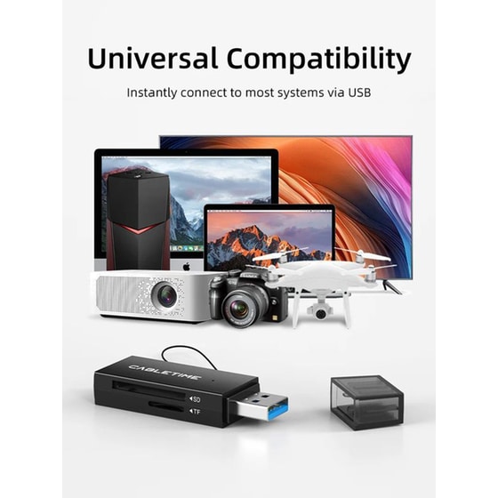 Card reader Cabletime CT-ASD3-PB USB 3.0 με 2 θύρες - Μαύρο image 7