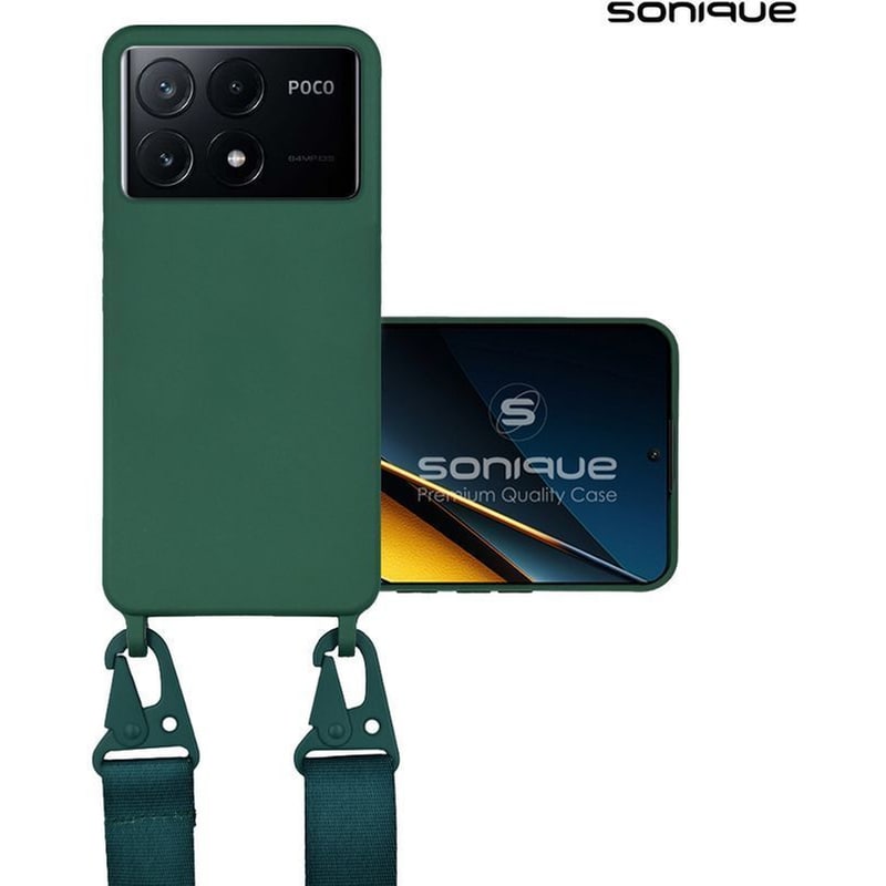 SONIQUE Θήκη Xiaomi Poco X6 Pro 5G - Sonique Carryhang Σιλικόνης Με Strap Πράσινο Σκούρο - Πράσινο Σκούρο