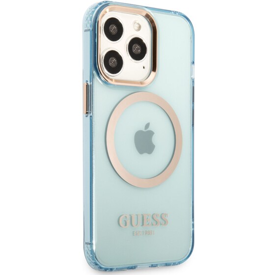 Θήκη Apple iPhone 13 Pro Max - Guess Gold Outline Collection Magsafe Hard Case - Μπλε image 5