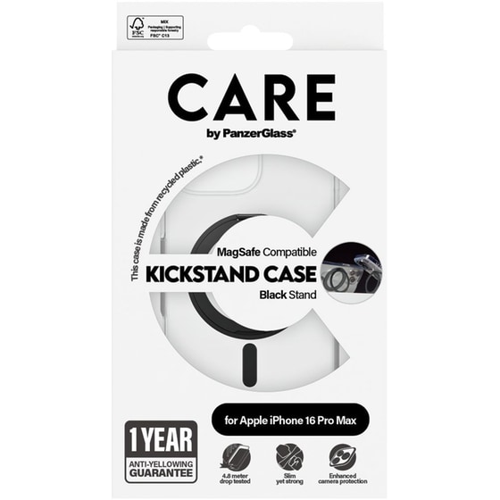 Θήκη Apple iPhone 16 Pro Max - PanzerGlass MagSafe Kickstand Case - Transparent with Black Stand image 3