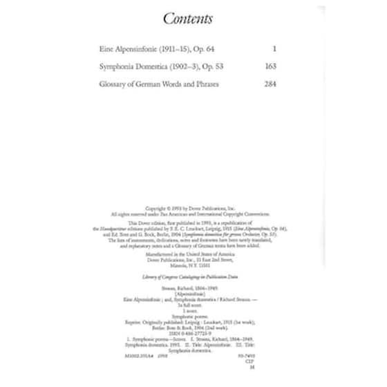 R.strauss – Eine Alpensinfonie - Symphonia Domestica [full Score] image 2