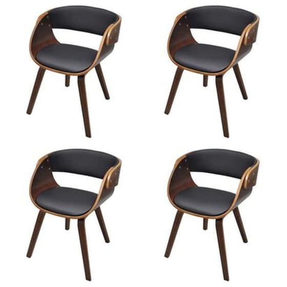 Καρέκλες Τραπεζαρίας Vidaxl από Λυγισμένο Ξύλο/Συνθετικό Δέρμα 4 Τμχ - Καφέ image 0