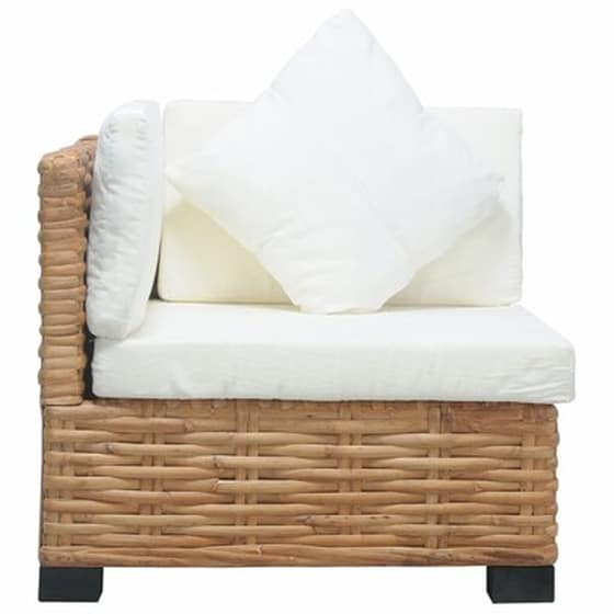 Καναπές Γωνιακός VidaXL με Μαξιλάρια από Γνήσιο Ρατάν 66x69x62 cm - Κρεμ image 2