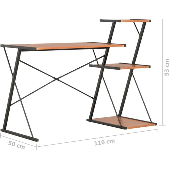 Γραφείο Βιβλιοθήκη VidaXL από Μοριοσανίδα 116x50cm - Μαύρο/Καφέ image 6