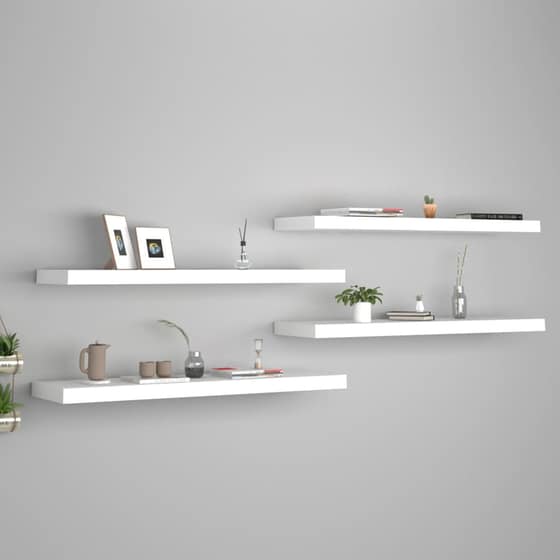 Ράφια Τοίχου VidaXL από MDF 90x23.5x3.8 cm 4 Τμχ - Λευκό image 1