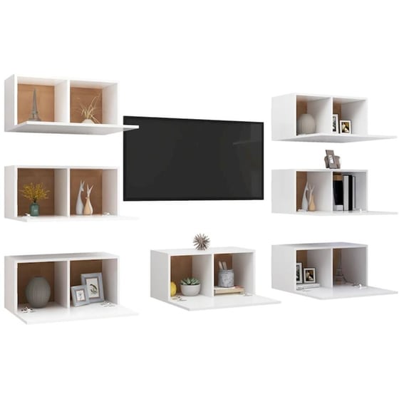 Έπιπλα Τηλεόρασης VidaXL Μοριοσανίδα 7 Τμχ 30.5x30x60cm - Λευκά image 1
