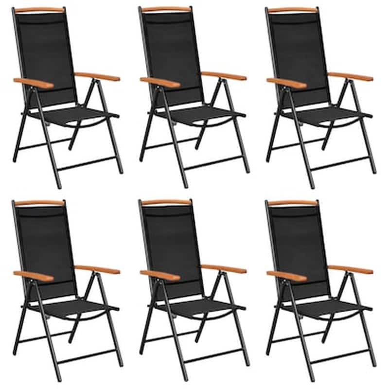 Καρέκλες Κήπου Vidaxl Πτυσσόμενες από Textilene 6 Τεμ. 58x65x109cm - Μαύρες
