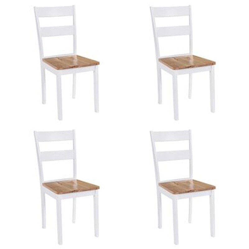 Καρέκλες Τραπεζαρίας Vidaxl Μασίφ Ξύλο Καουτσουκόδεντρου 4 Τμχ - Λευκές
