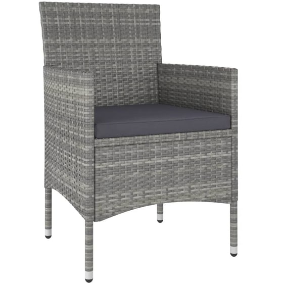 Σετ Τραπεζαρία Κήπου VidaXL από Συνθ. Ρατάν και Ψημένο Γυαλί 5Τμχ - Γκρι image 4