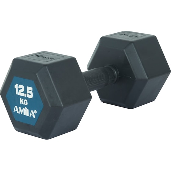 Βαράκι Εξάγωνο 12.5kg Amila Original Rubber H 90592 από Ατσάλι Q235 - Μαύρο image 0