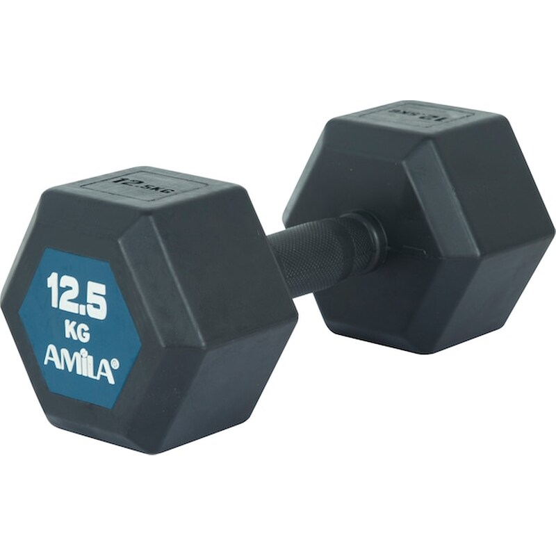 Βαράκι Εξάγωνο 12.5kg Amila Original Rubber H 90592 από Ατσάλι Q235 - Μαύρο