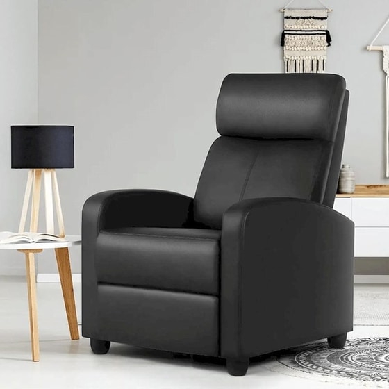 Πολυθρόνα Relax Massage Fray από Τεχνητό Δέρμα - Μαύρο image 6
