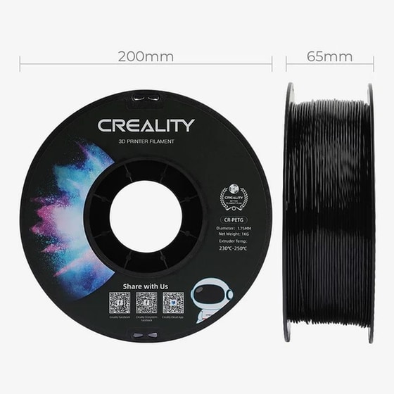 CREALITY Νήμα 3D Εκτυπωτή CR-PETG 1kg 1.75mm - Μαύρο image 1