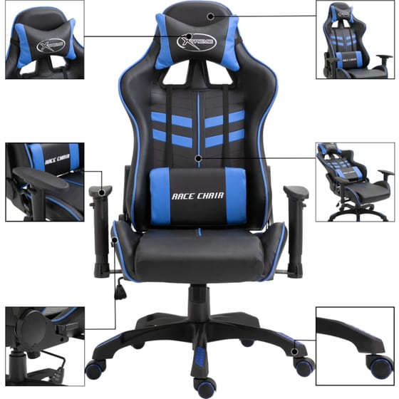Καρέκλα Gaming VidaXL από Τεχνητό Δέρμα - Μαύρη/Μπλε image 1