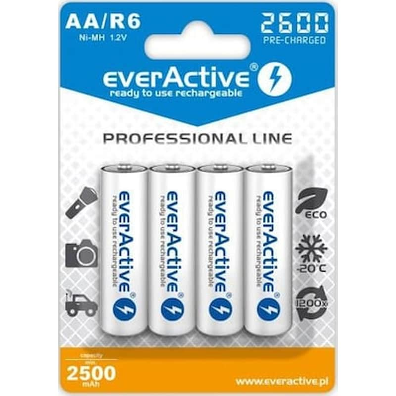 Επαναφορτιζόμενες Μπαταρίες Everactive AA NiMH 2600mAh 1.2 V 4 τεμάχια φωτογραφία