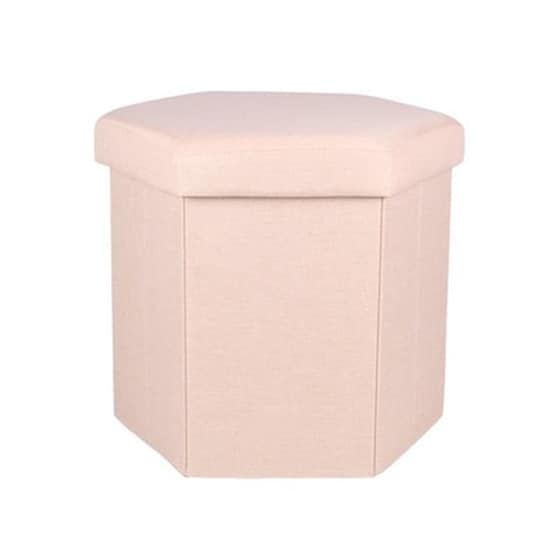 Κουτί Αποθήκευσης Και Σκαμπό Hexagonal, Muhler, Linen Beige image 0