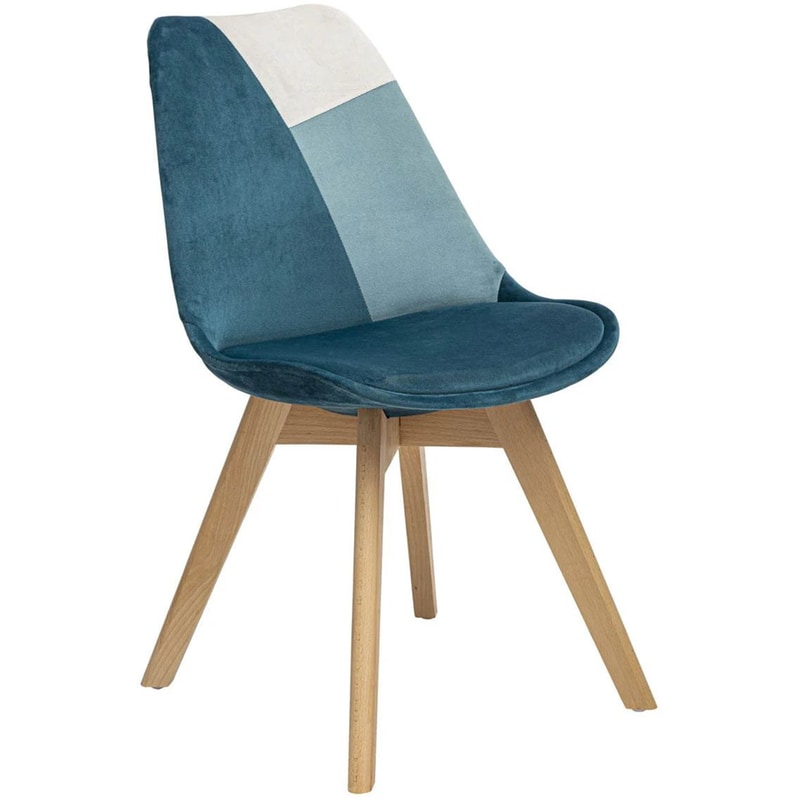 Καρέκλα Τραπεζαρίας Spitishop A-s Baya Patch Βελούδινη 179036b 48.5x55x81.5 cm - Μπλε