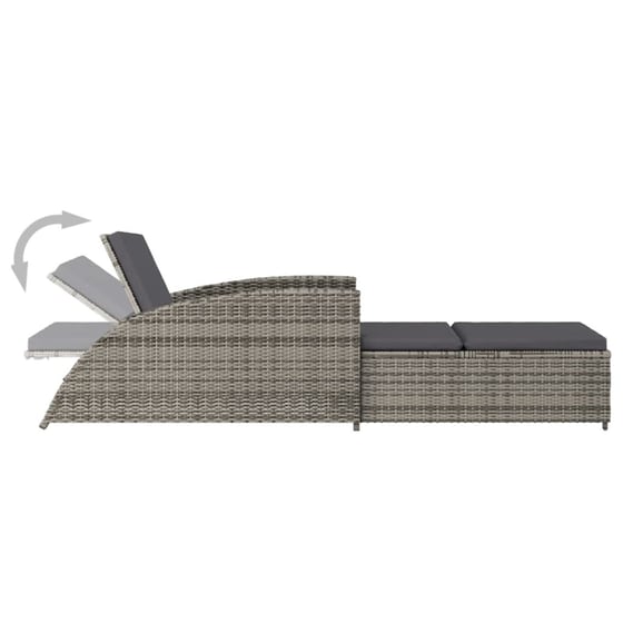 Ξαπλώστρα VidaXL από Συνθετικό Ρατάν 201x67x28.5-67 cm - Γκρι image 4