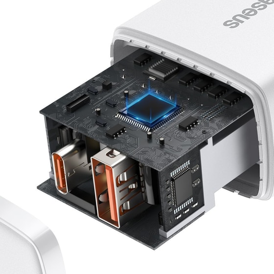 Φορτιστής Πρίζας Baseus CCXJ-B02 2port Usb-C,Usb 20W - White image 5