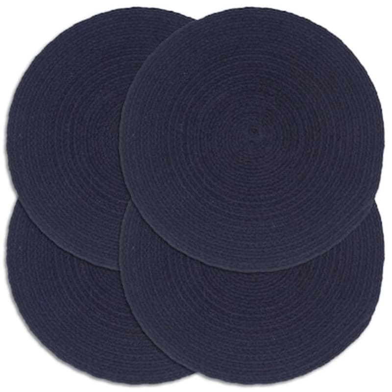 Vidaxl Σουπλά Στρογγυλά Απλά 4 Τεμ. Ναυτικό Μπλε 38 Εκ. Βαμβακερά