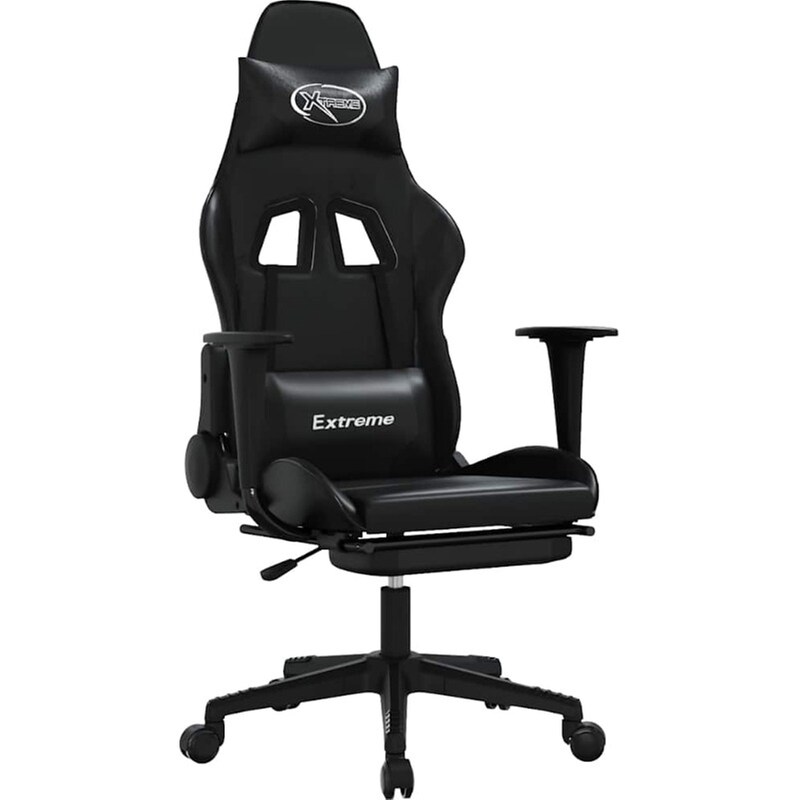 Καρέκλα Gaming VIDAXL 345465 με Υποπόδιο από Τεχνητό Δέρμα - Μαύρη
