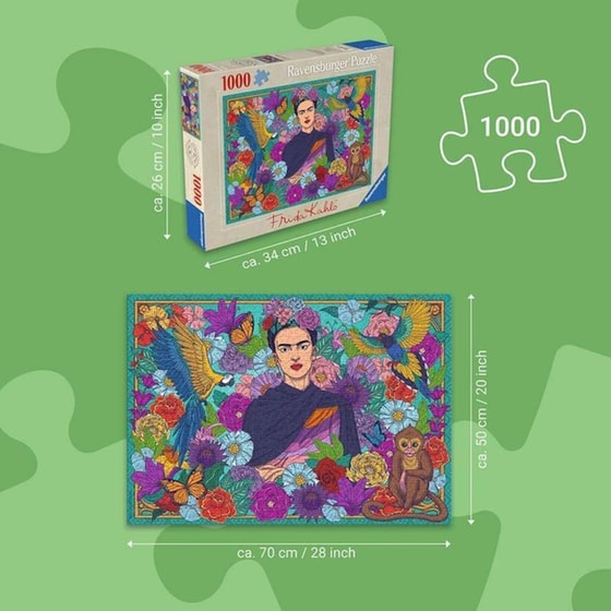 Παζλ Ravensburger Frida Kahlo's Paradise: Parrot, Monkey and Blooms (1000 Κομμάτια) image 1