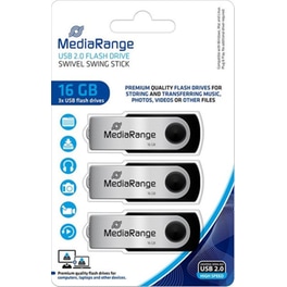 MediaRange USB 2.0 Flash Drives 16GB Pack 3 - Μαύρο