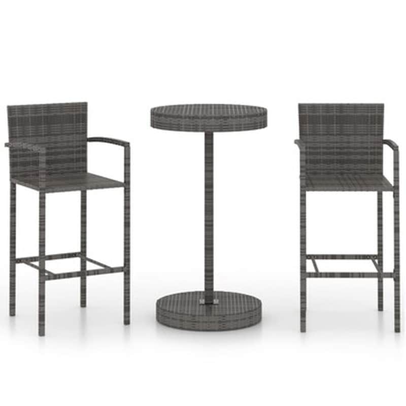 Vidaxl Σετ Επίπλων Μπαρ Κήπου 3 Τεμαχίων Γκρι Από Συνθετικό Ρατάν