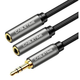 Cabletime Καλώδιο Stereo 3.5mm M Σε 2x 3.5mm F Av309, 3pole, 0.2m, Μαύρο