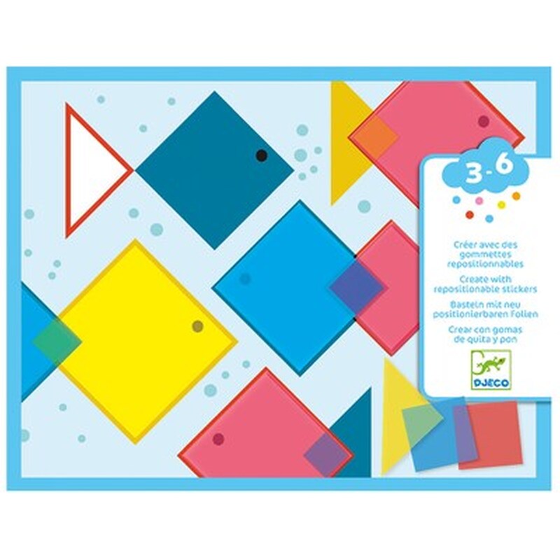Djeco Κολάζ Με Αυτοκόλλητα Επαναχρησιμοποιούμενα Τετράγωνα χρώματα