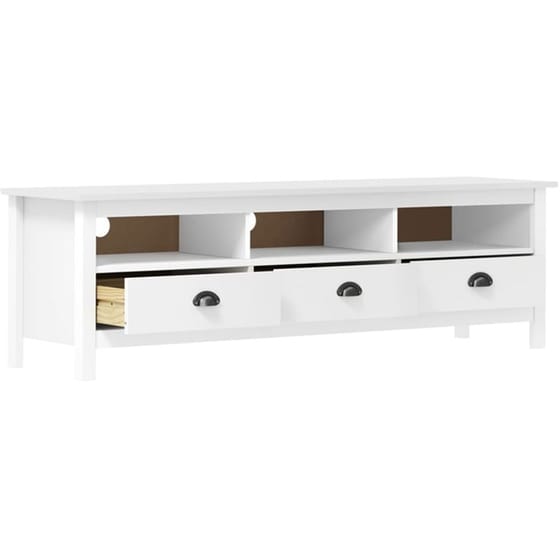 Έπιπλο Τηλεόρασης Hill Range VidaXL Ξύλινο Πεύκου 158x40x47cm - Λευκό image 2