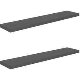 Ράφια Τοίχου VidaXL από MDF 120x23.5x3.8cm 2 Τμχ - Γκρι/Γυαλιστερό