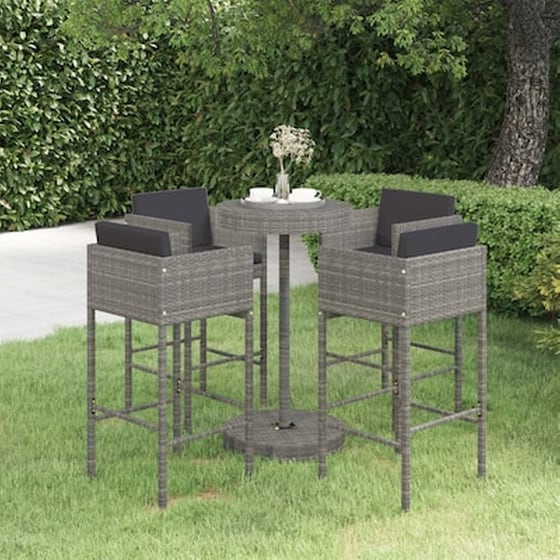 Σετ Επίπλων Μπαρ Κήπου Vidaxl  5 Τμχ Από Συνθετικό Ρατάν Με Μαξιλάρια image 0