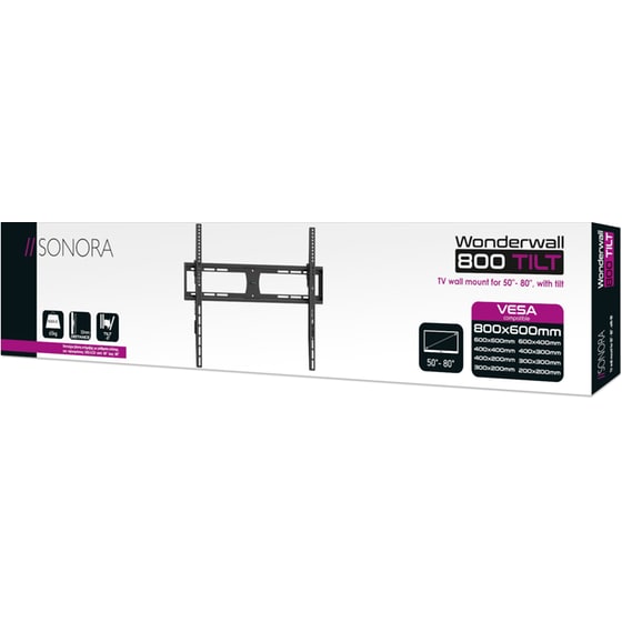 Βάση Τηλεόρασης Επιτοίχια Sonora Wonderwall 800 Tilt Σταθερή με Κλίση για 50" - 80" έως 65kg image 1
