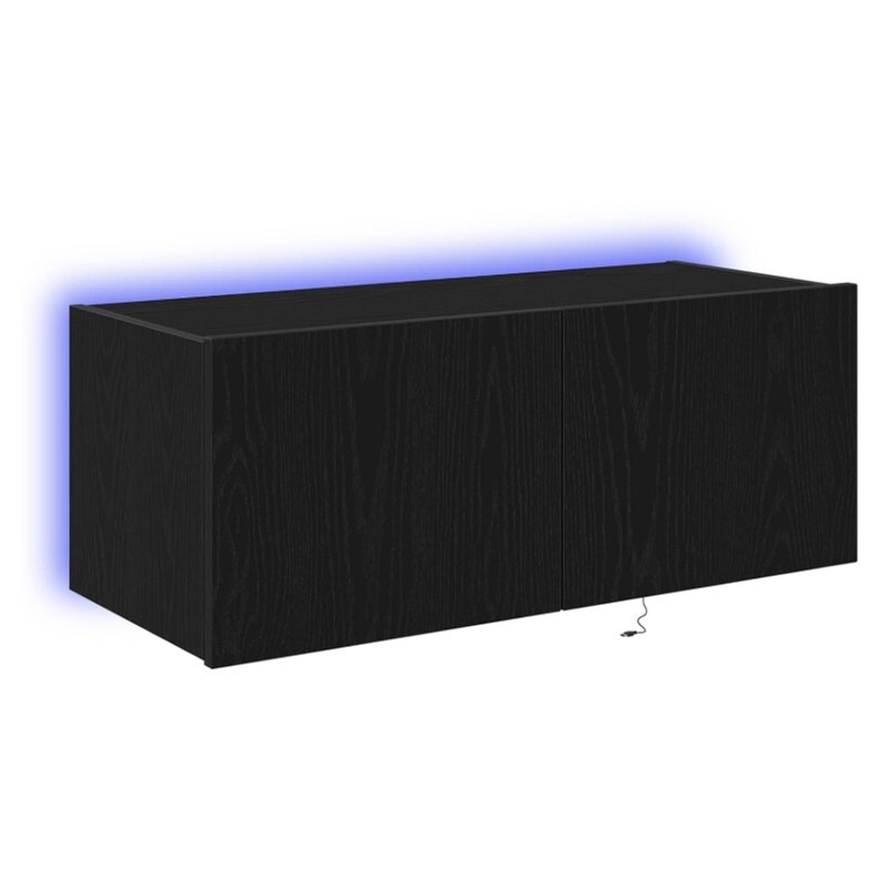 Έπιπλο Τηλεόρασης VidaXL Επιτοίχιο με LED 80 x 35 x 31 cm - Μαύρη Οξιά