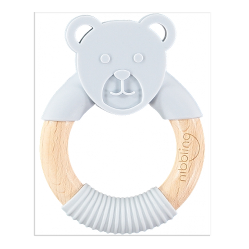 NIBBLING Μασητικό-κρίκος Οδοντοφυίας Nibbling Ted Bear Grey Γκρι Br74240