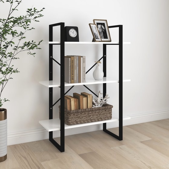 Βιβλιοθήκη VidaXL από Μοριοσανίδα 80x30x105 cm - Λευκό/Μαύρο image 1