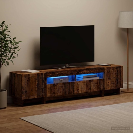 Έπιπλο Τηλεόρασης VidaXL με LED 5 τμχ 198 x 35 x 43 cm - Παλαιωμένο Ξύλο image 2