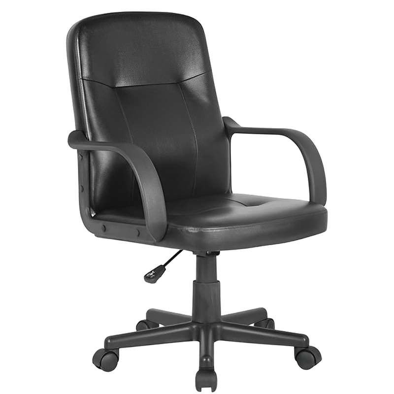 WOODWELL Καρέκλα Γραφείου Woodwell BF1300 από Τεχνητό Δέρμα - Μαύρη