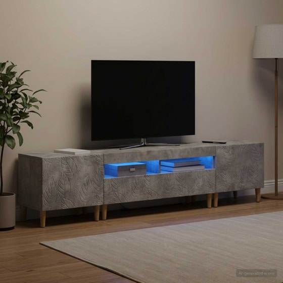 Έπιπλο Τηλεόρασης VidaXL DELFT με LED 3 τμχ 198 x 35 x 43 cm - Γκρι Σκυροδέματος image 1