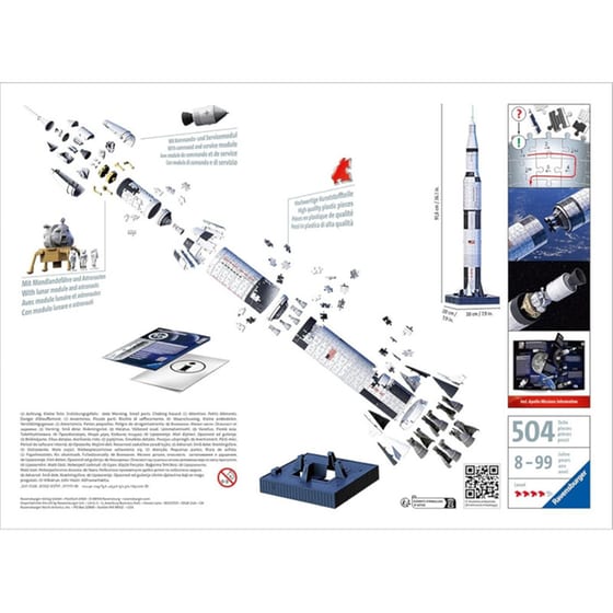 3D Παζλ Πύραυλος Apollo Saturn V Ravensburger (432 Κομμάτια) image 5