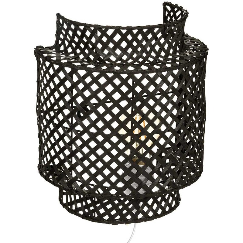 Απλίκα Τοίχου Spitishop με Φις Πρίζας Ξύλινη 23x15x28 cm - Μαύρη