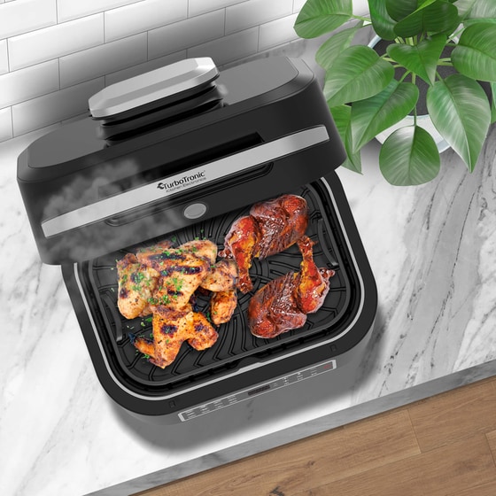 Ψηστιέρα Γκριλιέρα TURBOTRONIC TT-AG700 AIR FRYER GRILL 1800W Μαύρο-Ασημί image 6